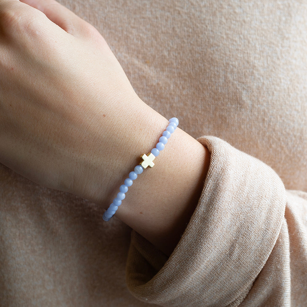Blue Lace Agate Tumbled Bracelet – Sylverra Crystals Etc.